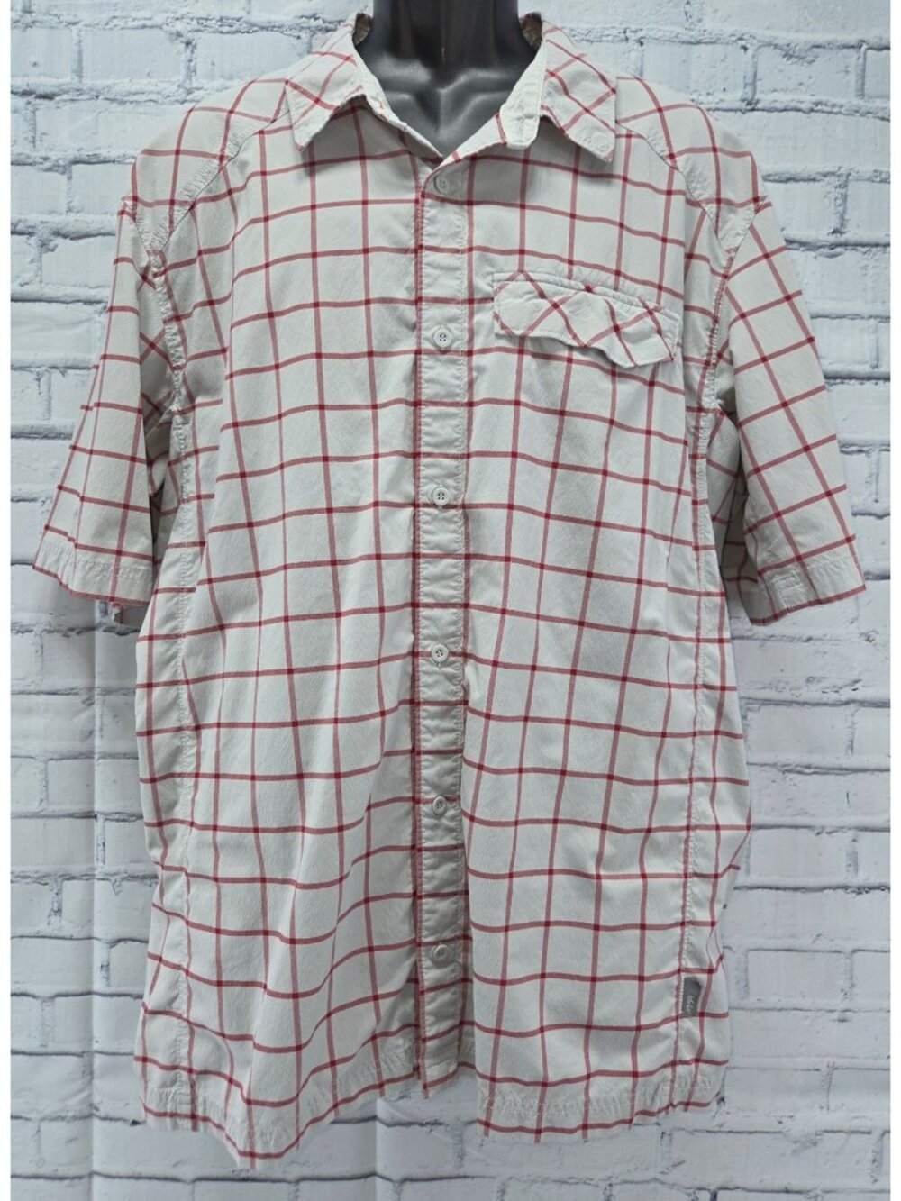 REI Mens Gray Plaid Short Sleeve Button-Up Shirt XXL Lightweight